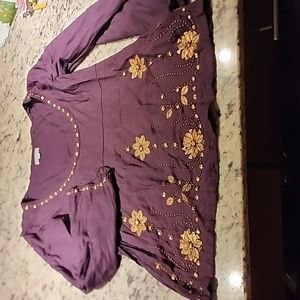 Naf Naf Blouse with Golden Embellishments Embroidery Small